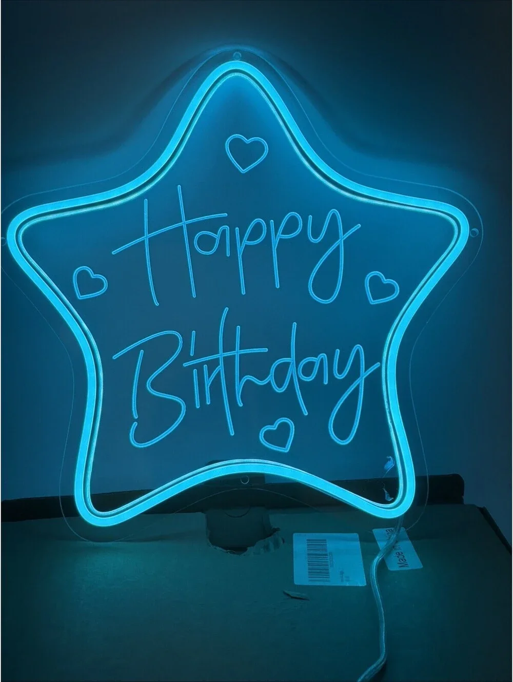 Happy Birthday Blue Neon Sign for Party Decor LED Neon Light 12in x 12in (30cm)